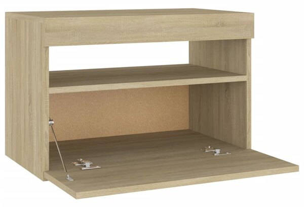 2 db sonoma tölgyszínű éjjeliszekrény LED-lámpákkal 60x35x40 cm