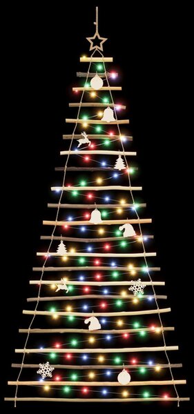 Akasztható karácsonyfa 210 cm 130 LED Többszínű Tömör Kőrisfa