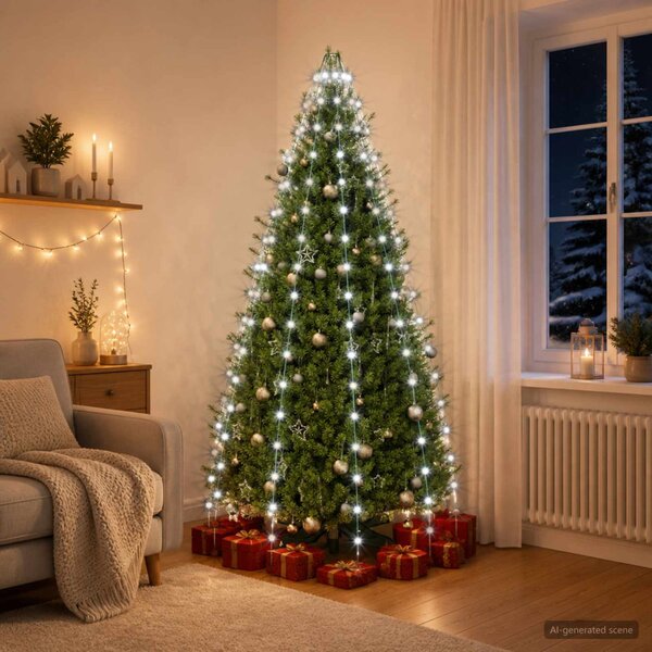 Karácsonyfa fények 180 LED Hideg fehér 180 cm