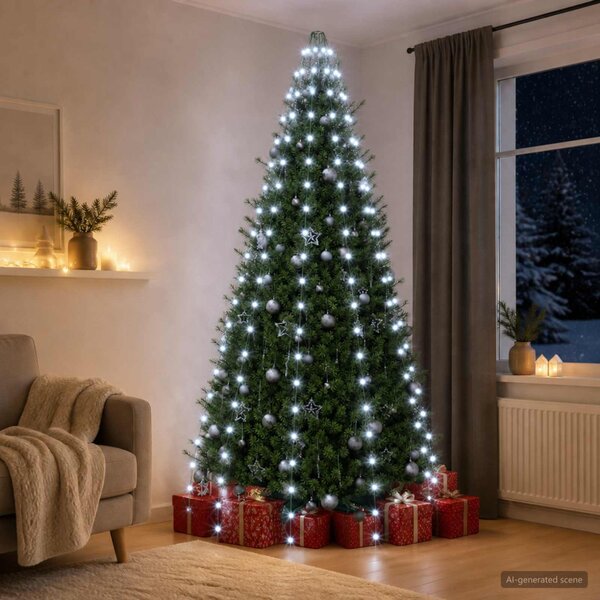 Karácsonyfa fények 210 LED Hideg fehér 210 cm