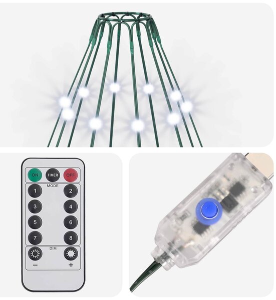 Karácsonyfa fények 150 LED Hideg fehér 150 cm