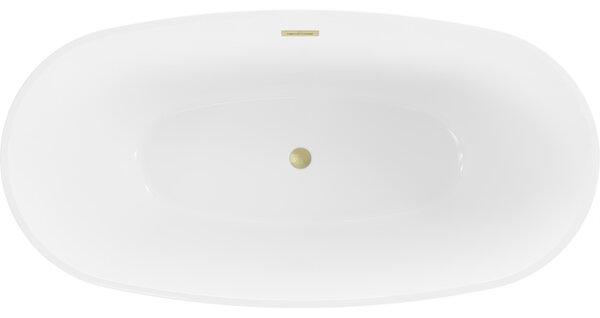 Mexen Eris, szabadon álló kád 155 x 80 cm, fehér, arany matt túlfolyó, 53441558000-55