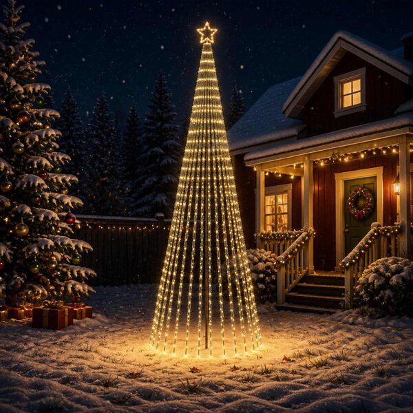 LED Karácsonyi Fenyő 400 cm 1028 LED Meleg fehér Acél Fekete