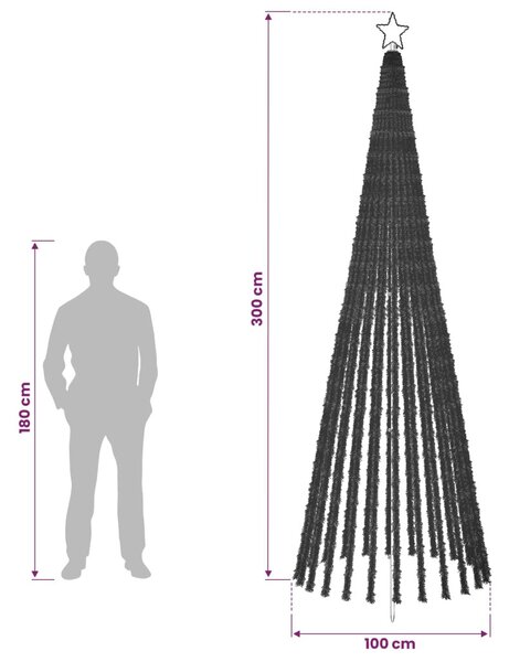 LED Karácsonyi Fenyő 300 cm 668 LED Többszínű Acél Fekete