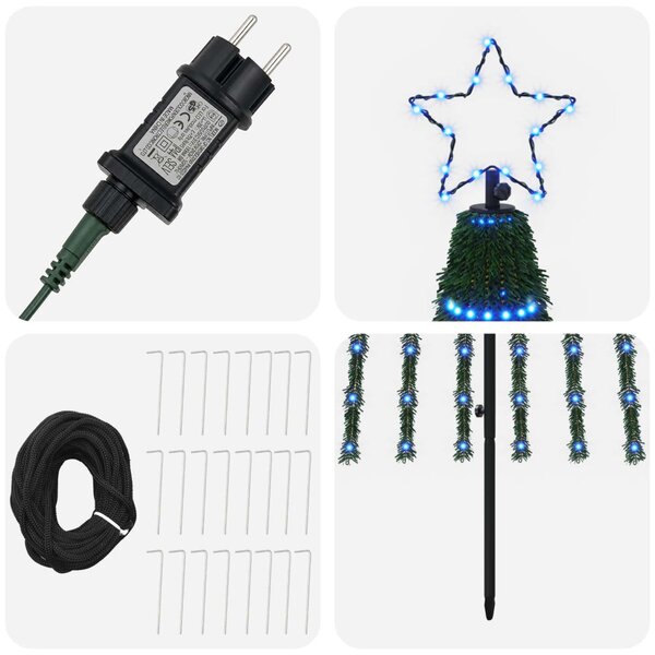 LED Karácsonyi Fenyő 300 cm 668 LED Kék Acél Fekete