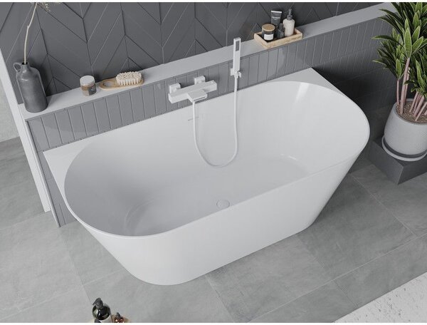 Mexen Oval Slim szabadon álló fali kád 170 x 80 cm, fehér, fehér túlfolyó - 52661708000-20
