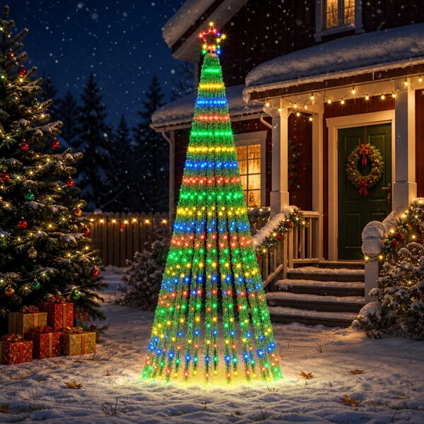 LED Karácsonyi Fenyő 250 cm 475 LED Többszínű Acél Fekete
