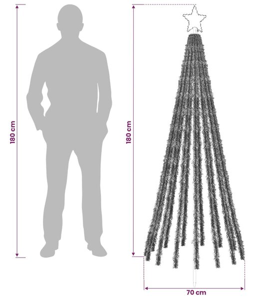 LED Karácsonyi Fenyő 180 cm 255 LED Többszínű Acél Fekete
