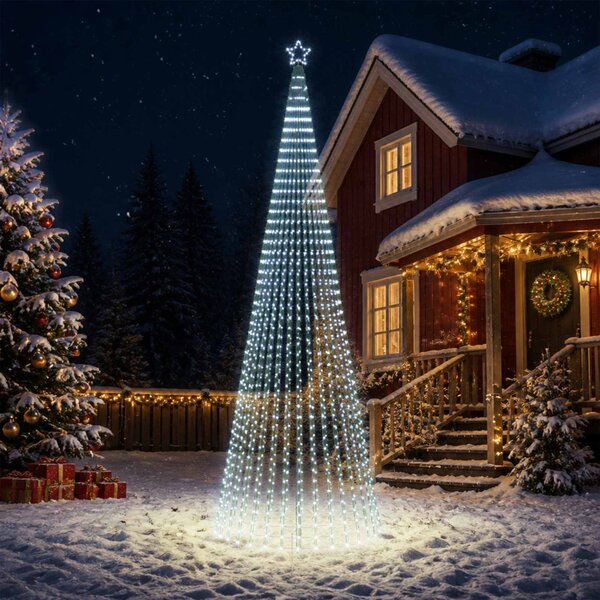 LED Karácsonyi Fenyő 500 cm 1524 LED Hideg fehér Acél Fekete