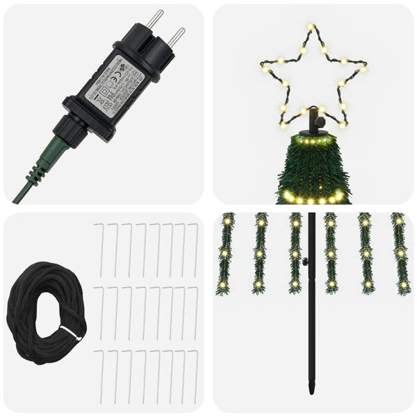 LED Karácsonyi Fenyő 300 cm 668 LED Meleg fehér Acél Fekete