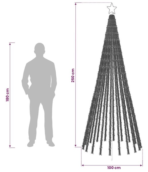 LED Karácsonyi Fenyő 250 cm 475 LED Többszínű Acél Fekete