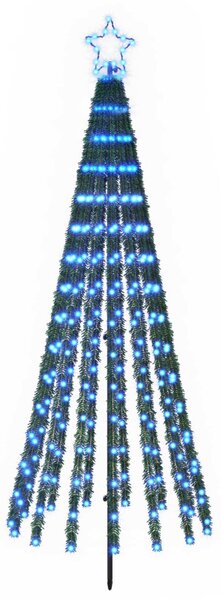 LED Karácsonyi Fenyő 180 cm 255 LED Kék Acél Fekete