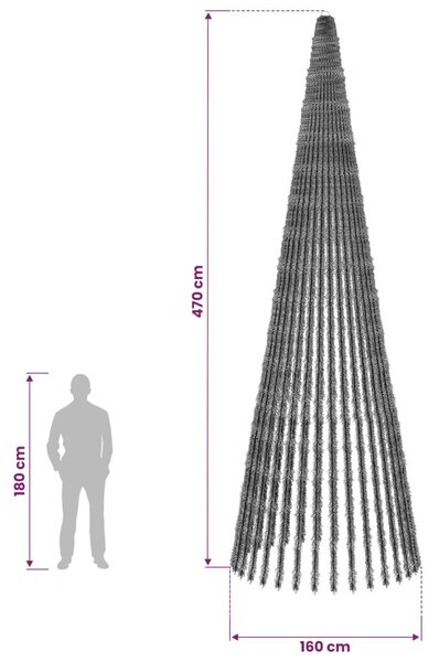 LED Karácsonyi Fenyő 470 cm 1504 LED Többszínű Acél Zöld
