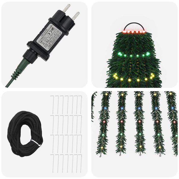 LED Karácsonyi Fenyő 370 cm 1008 LED Többszínű Acél Zöld
