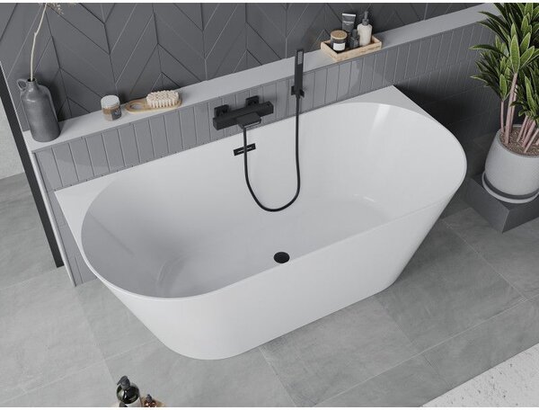 Mexen Oval Slim szabadon álló falhoz állítható kád 170 x 80 cm, fehér, fekete túlfolyó - 52661708000-70