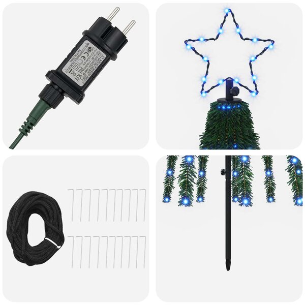 LED Karácsonyi Fenyő 250 cm 475 LED Kék Acél Fekete