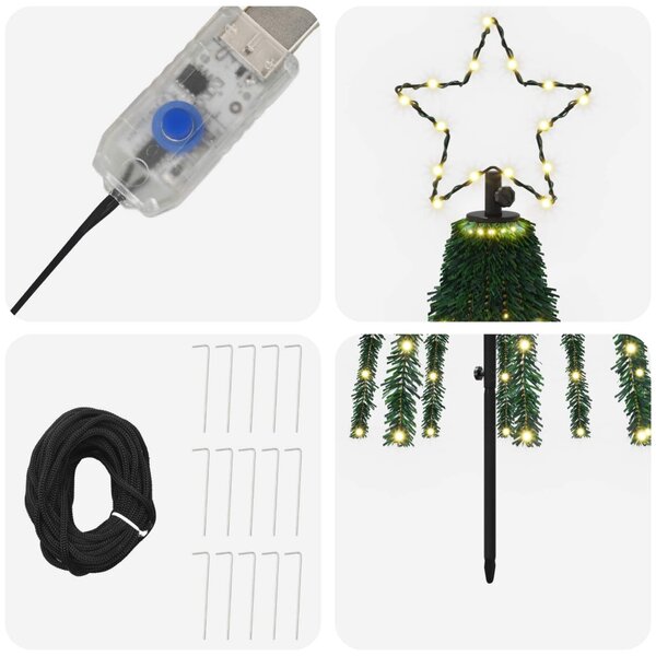 LED Karácsonyi Fenyő 180 cm 255 LED Meleg fehér Acél Fekete