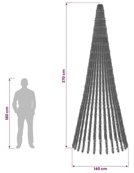 LED Karácsonyi Fenyő 370 cm 1008 LED Többszínű Acél Zöld