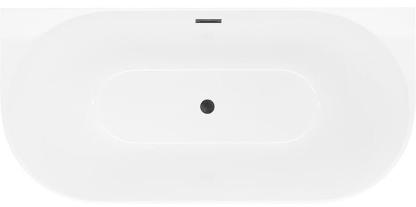 Mexen Oval Slim szabadon álló falhoz állítható kád 170 x 80 cm, fehér, fekete túlfolyó - 52661708000-70
