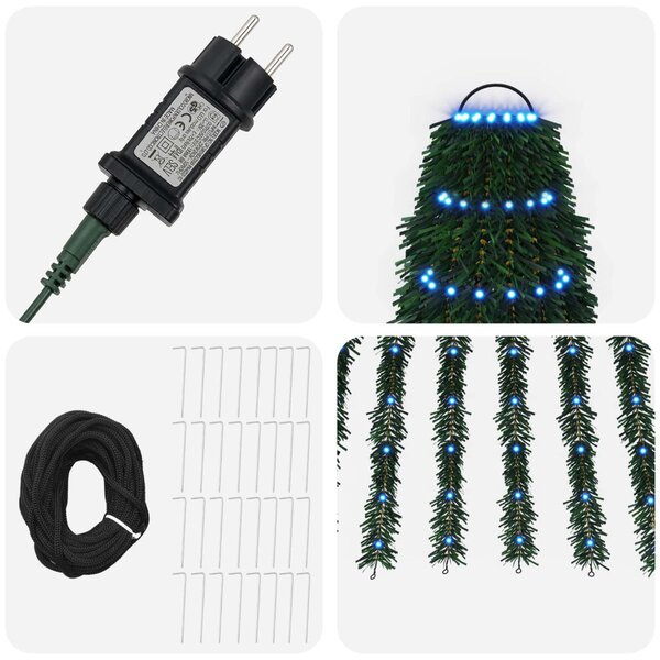 LED Karácsonyi Fenyő 470 cm 1504 LED Kék Acél Zöld