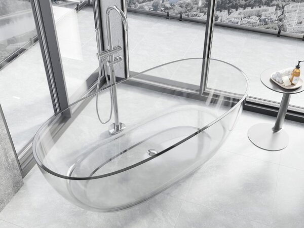 Mexen Pure átlátszó szabadon álló kád 170 x 80 cm, krómozott leeresztő - 58071708008