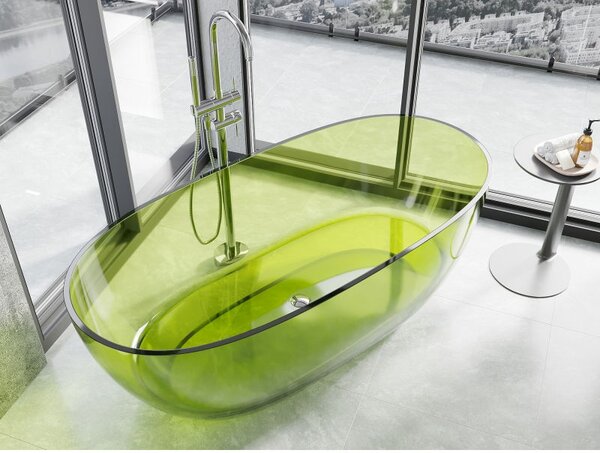 Mexen Pure lime szabadon álló átlátszó kád 170 x 80 cm, krómozott lefolyó - 58071708012