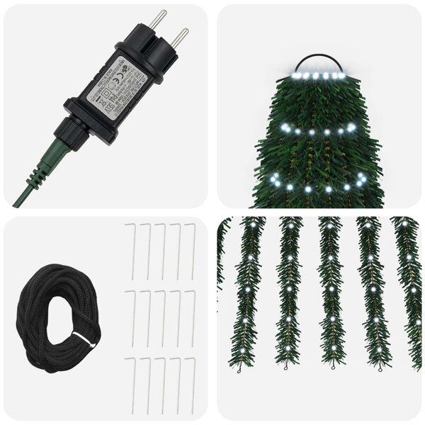 LED Karácsonyi Fenyő 220 cm 460 LED Hideg fehér Acél Zöld
