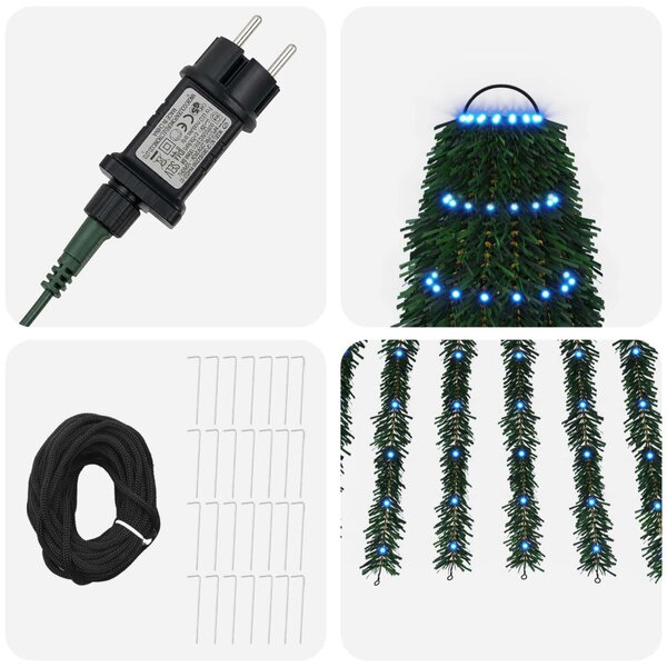 LED Karácsonyi Fenyő 370 cm 1008 LED Kék Acél Zöld