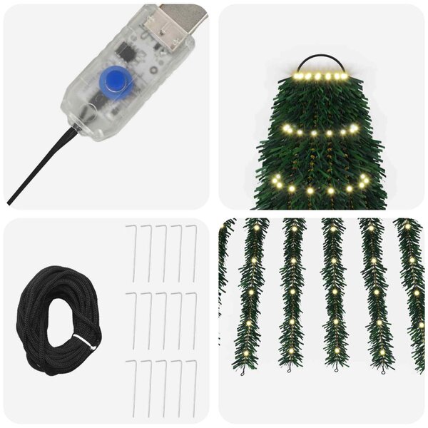 LED Karácsonyi Fenyő 150 cm 240 LED Meleg fehér Acél Zöld