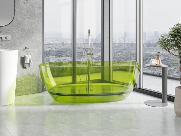 Mexen Pure lime szabadon álló átlátszó kád 170 x 80 cm, krómozott lefolyó - 58071708012