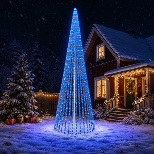 LED Karácsonyi Fenyő 470 cm 1504 LED Kék Acél Zöld