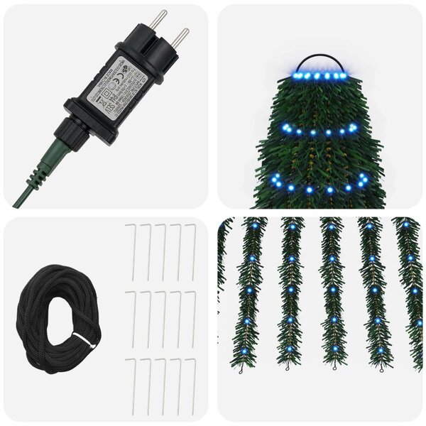 LED Karácsonyi Fenyő 220 cm 460 LED Kék Acél Zöld