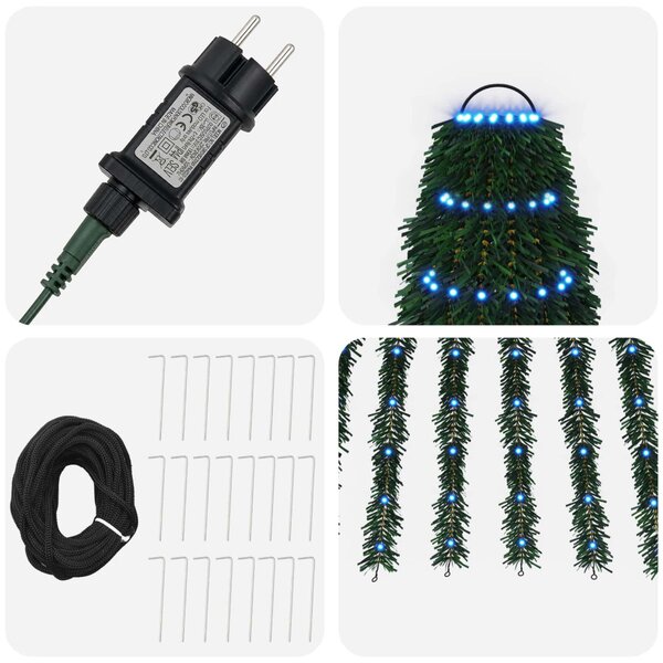 LED Karácsonyi Fenyő 270 cm 648 LED Kék Acél Zöld