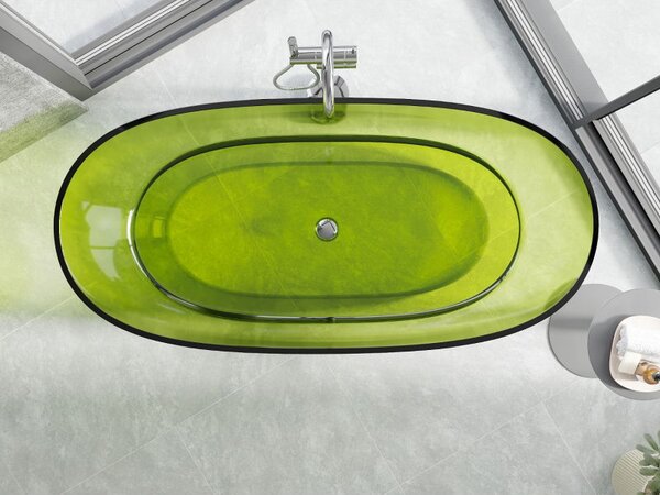Mexen Pure lime szabadon álló átlátszó kád 170 x 80 cm, krómozott lefolyó - 58071708012