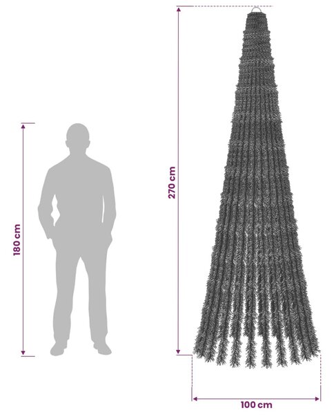 LED Karácsonyi Fenyő 270 cm 648 LED Hideg fehér Acél Zöld