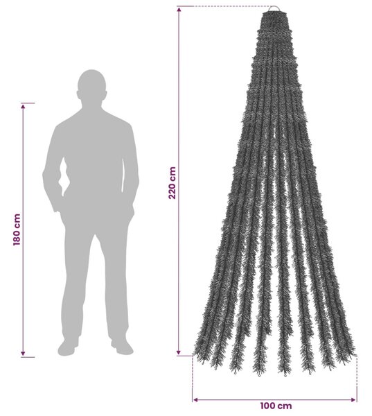 LED Karácsonyi Fenyő 220 cm 460 LED Meleg fehér Acél Zöld