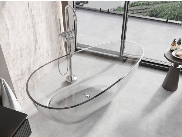 Mexen Glass átlátszó szabadon álló kád 170 x 85 cm, króm lefolyóval - 58061708508
