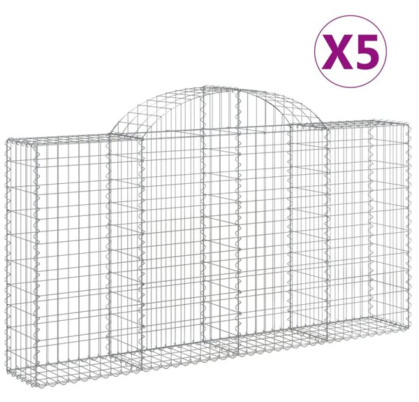 5 db íves horganyzott vas gabion kosár 200x30x100/120 cm
