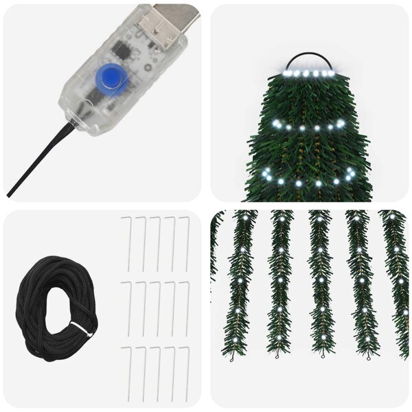 LED Karácsonyi Fenyő 150 cm 240 LED Hideg fehér Acél Zöld