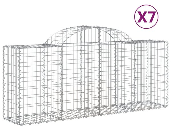 7 db íves horganyzott vas gabion kosár 200x50x80/100 cm