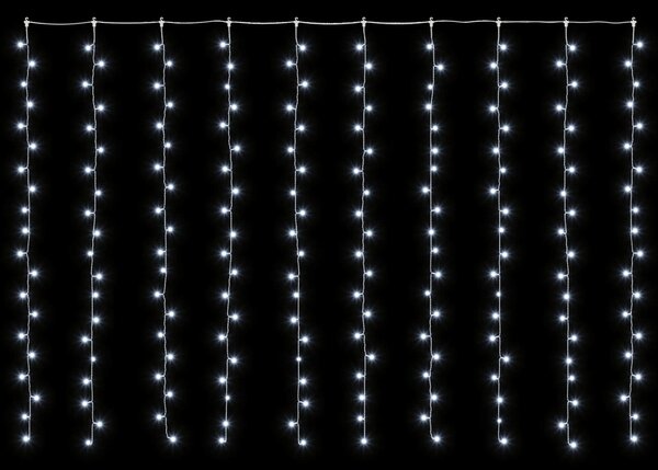 Fényfüggöny 200 LED Hideg fehér 300 x 200 cm