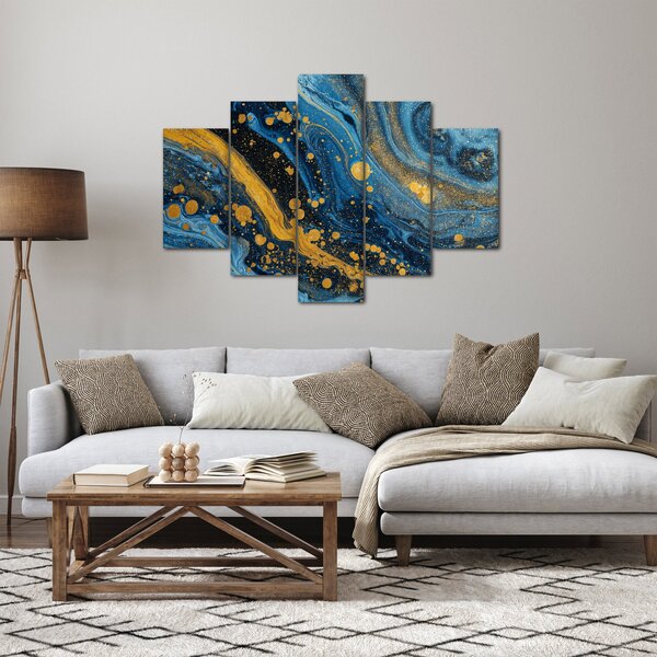 Kép - Kék absztrakció arannyal (150x105 cm)
