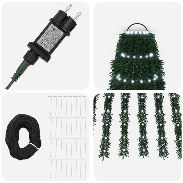 LED Karácsonyi Fenyő 470 cm 1504 LED Hideg fehér Acél Zöld