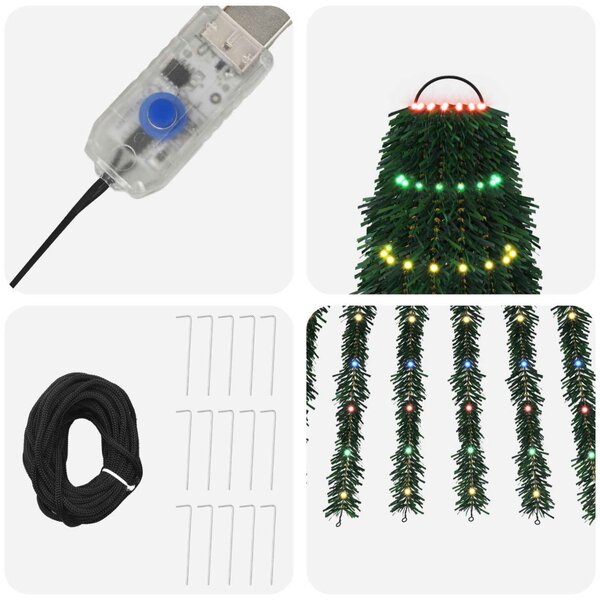 LED Karácsonyi Fenyő 150 cm 240 LED Többszínű Acél Zöld