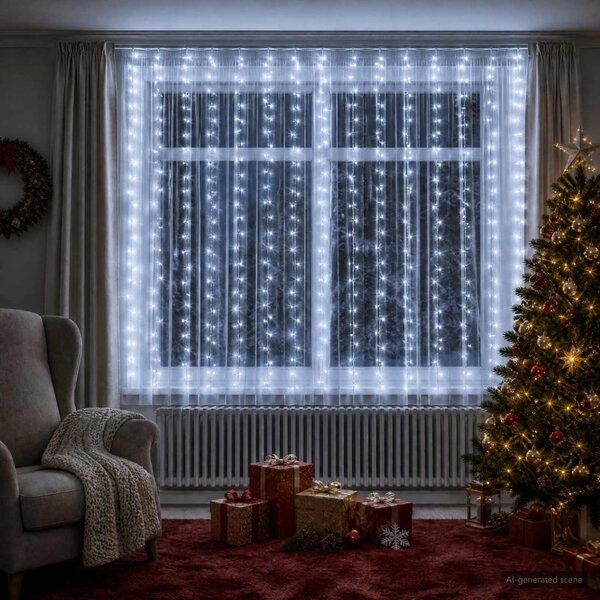 Fényfüggöny 400 LED Hideg fehér 600 x 200 cm