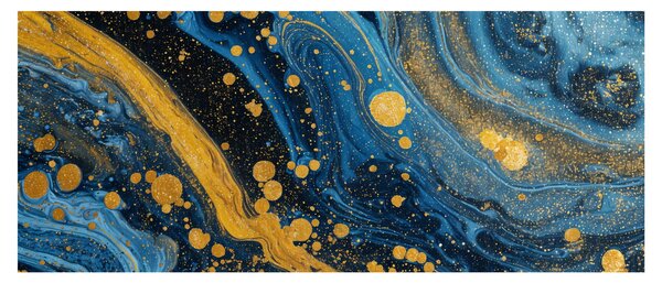 Kép - Kék absztrakció arannyal (120x50 cm)