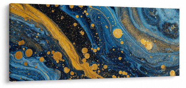Kép - Kék absztrakció arannyal (120x50 cm)