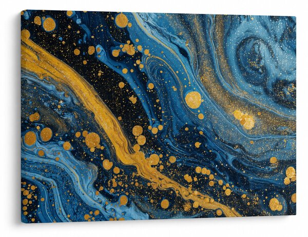 Kép - Kék absztrakció arannyal (70x50 cm)
