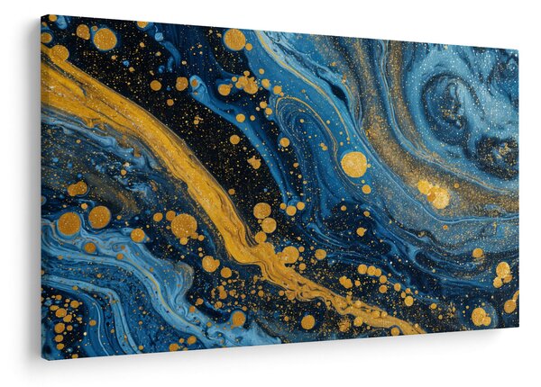 Kép - Kék absztrakció arannyal (90x60 cm)