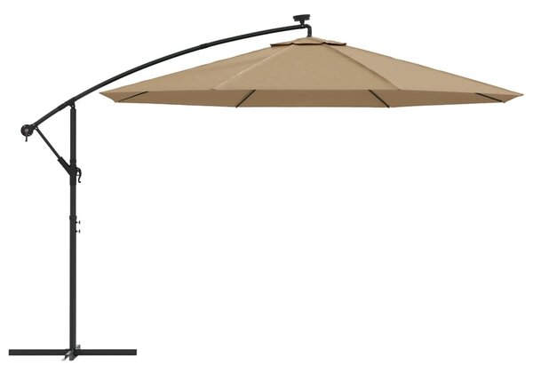 Tópszínű konzolos kerti napernyő LED-del és fémrúddal 350 cm